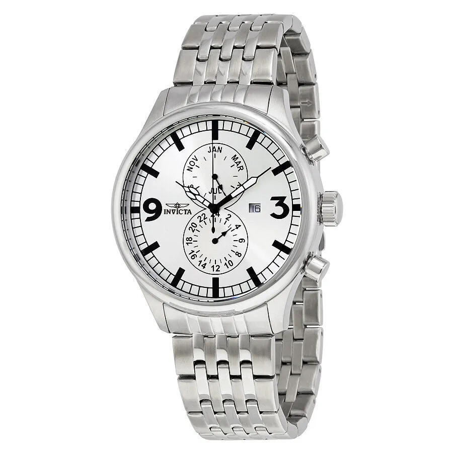 Invicta II Multifunction Silver Dial Stainless Steel Men's Watch 0366
