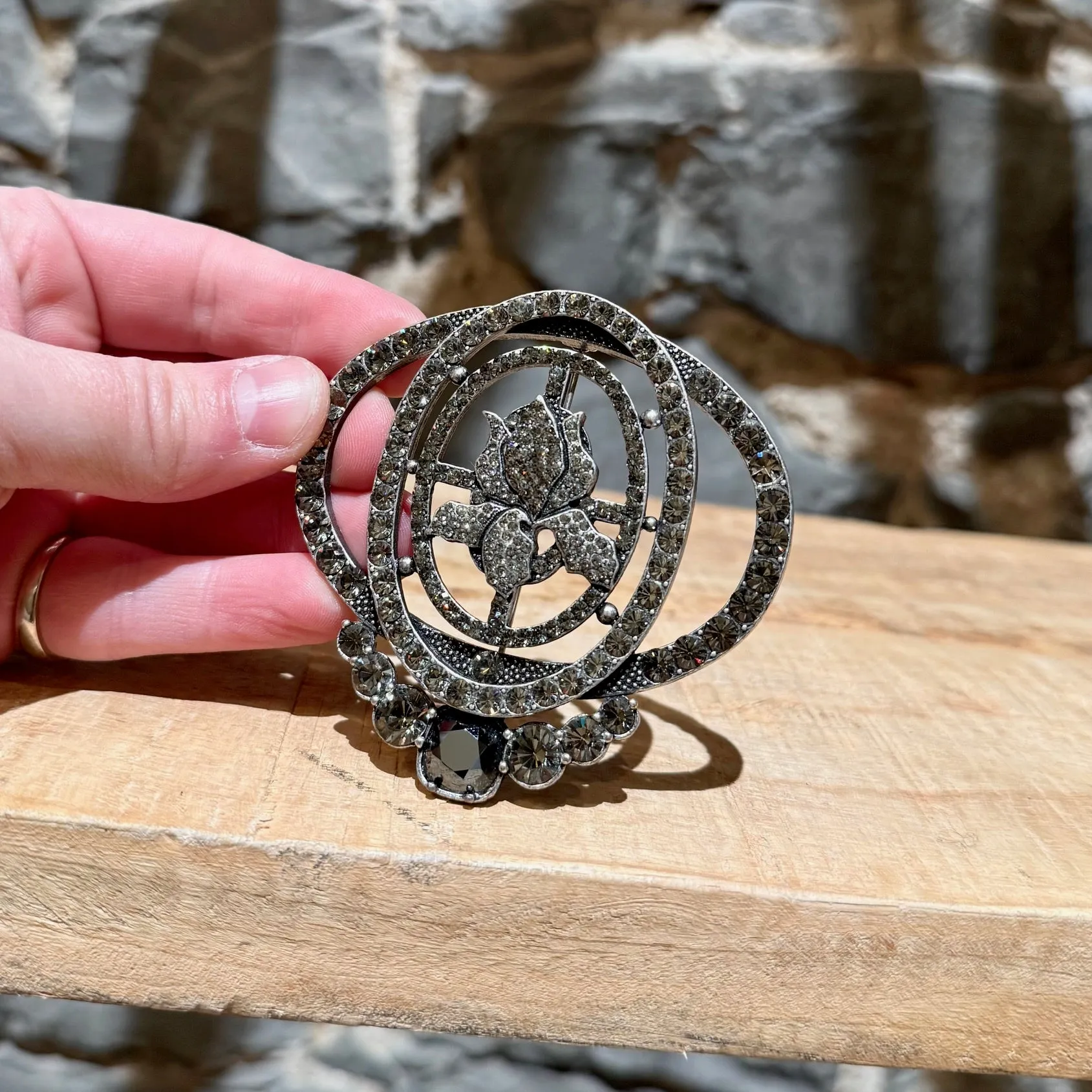Lanvin Crystal Embellished Floral Design Brooch