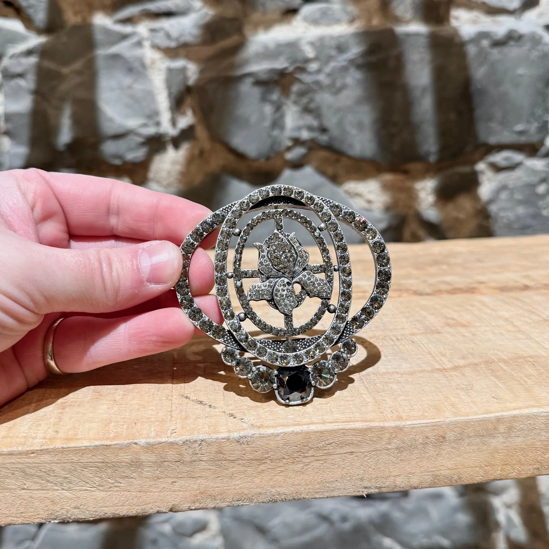 Lanvin Crystal Embellished Floral Design Brooch