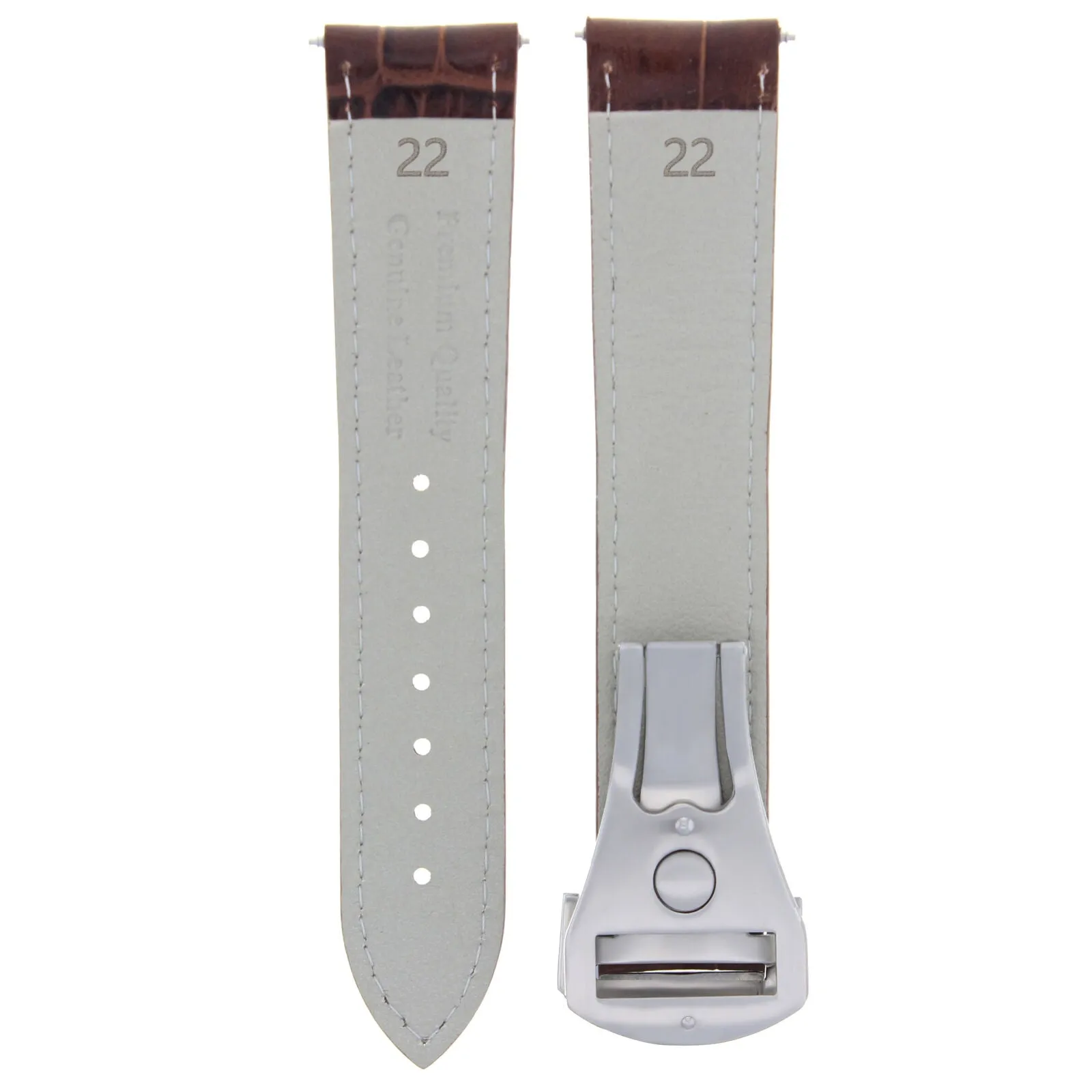 LEATHER STRAP BAND CLASP FOR 22/18MM 45.5MM OMEGA SEAMASTER PLANET OCEAN BROWN
