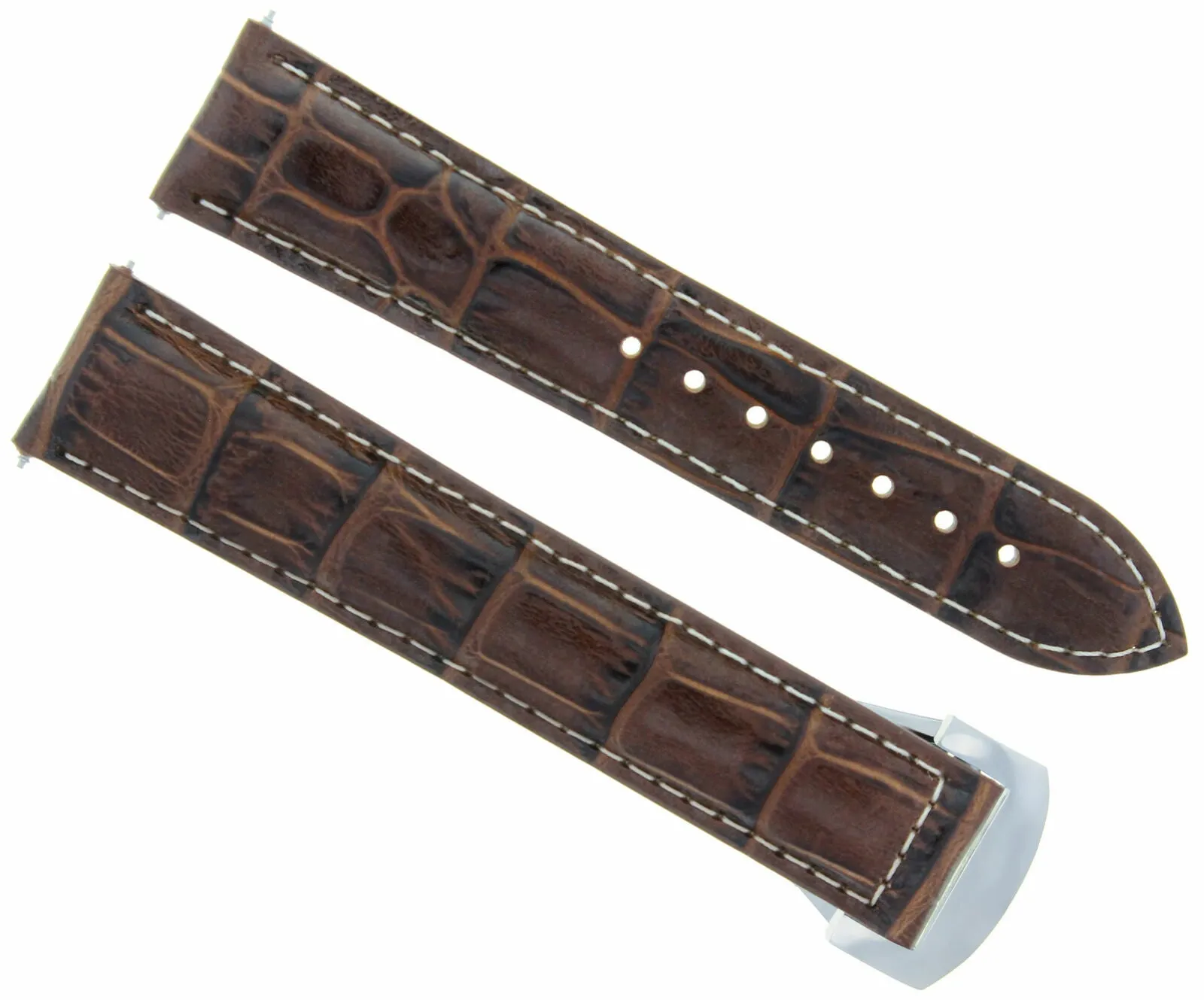 LEATHER STRAP BAND CLASP FOR 22/18MM 45.5MM OMEGA SEAMASTER PLANET OCEAN BROWN