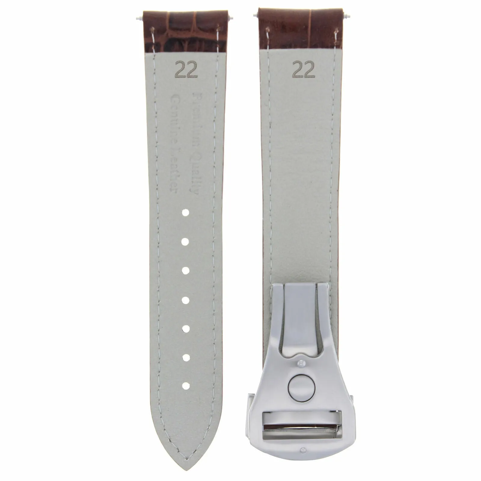 LEATHER STRAP BAND CLASP FOR 22/18MM 45.5MM OMEGA SEAMASTER PLANET OCEAN BROWN