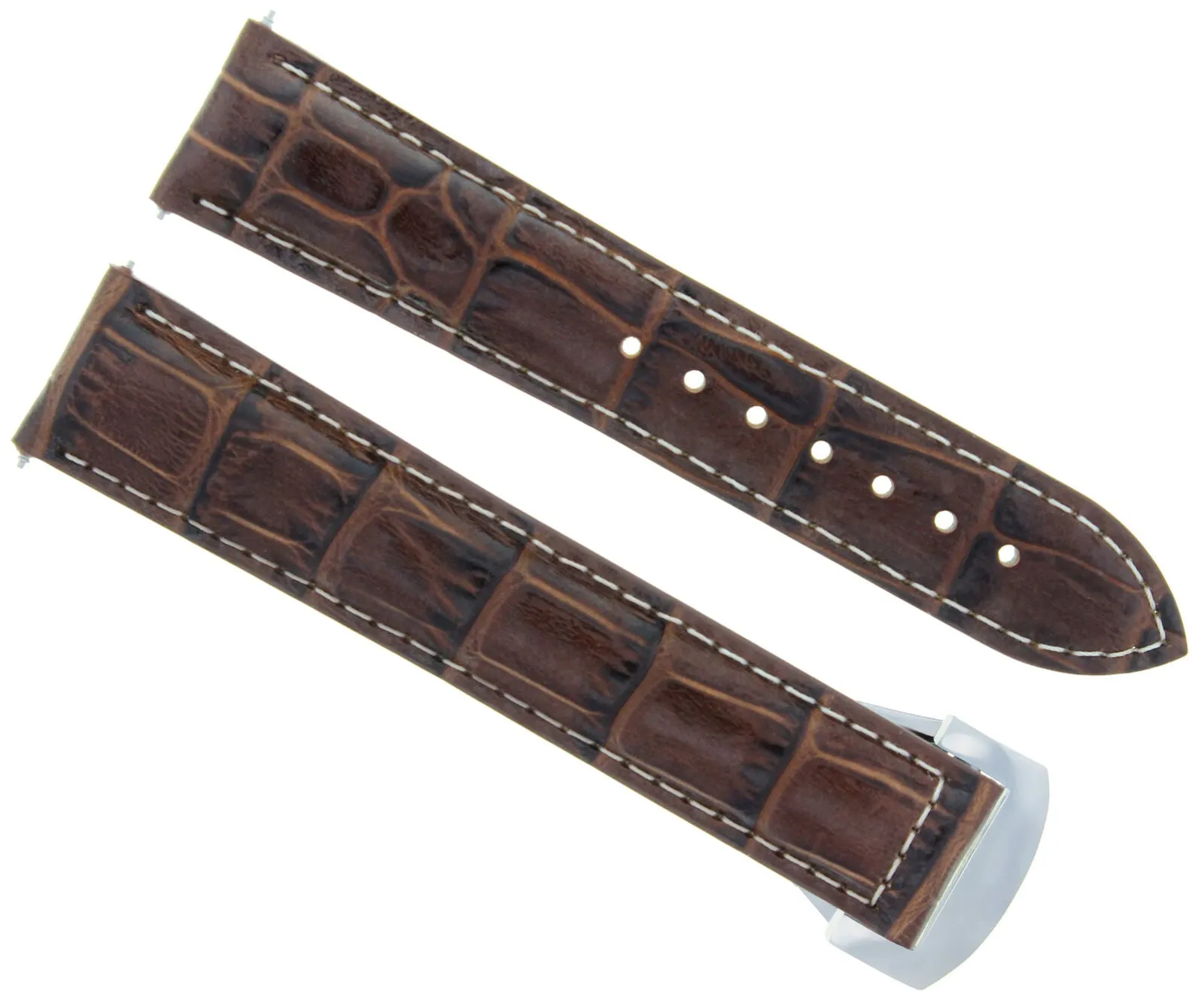 LEATHER STRAP BAND CLASP FOR 22/18MM 45.5MM OMEGA SEAMASTER PLANET OCEAN BROWN