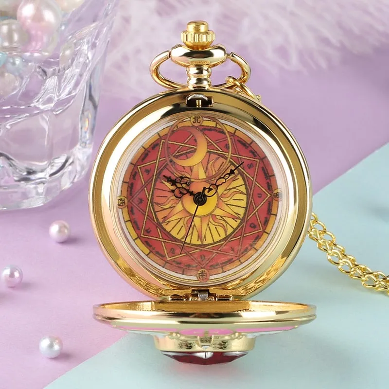 Luxury Golden Women's Necklace Pendant Chain Floral rattan Pocket Watch
