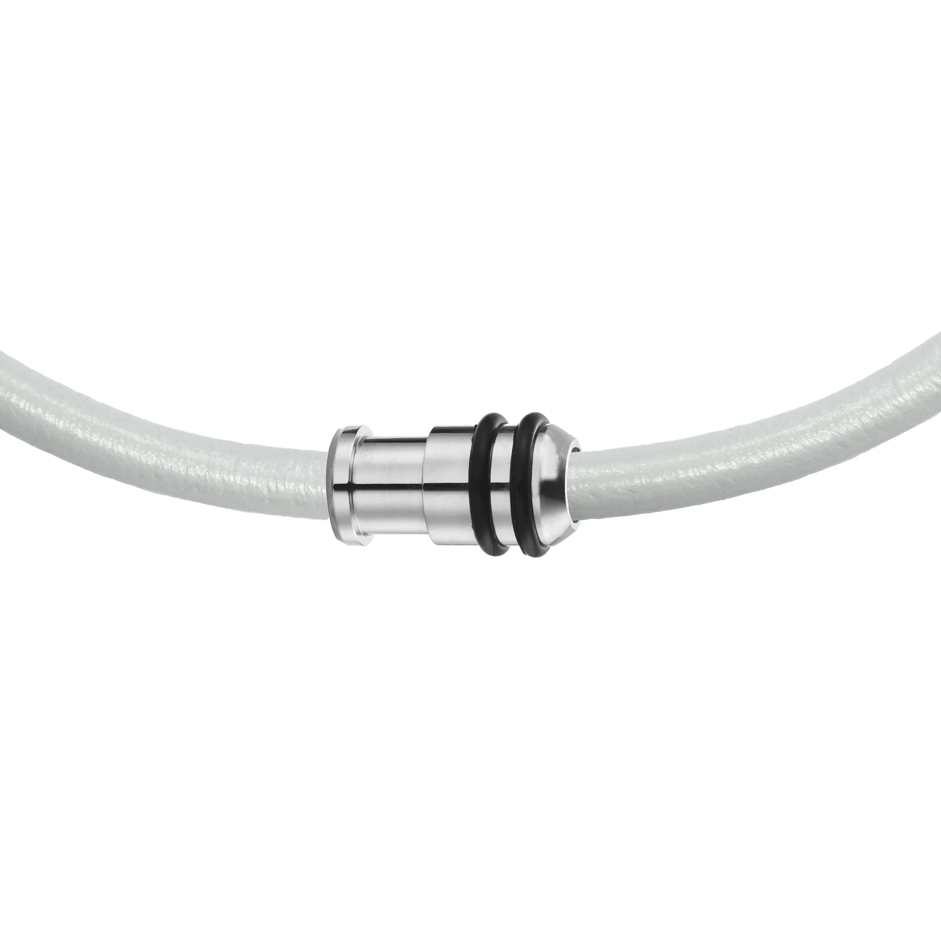 Magnetic Clasp with rubber rings / sold individually / silver color / 20 x 10 x 6mm ID / electroplated finish
