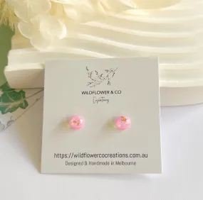 Marble Glass Studs - pink/gold