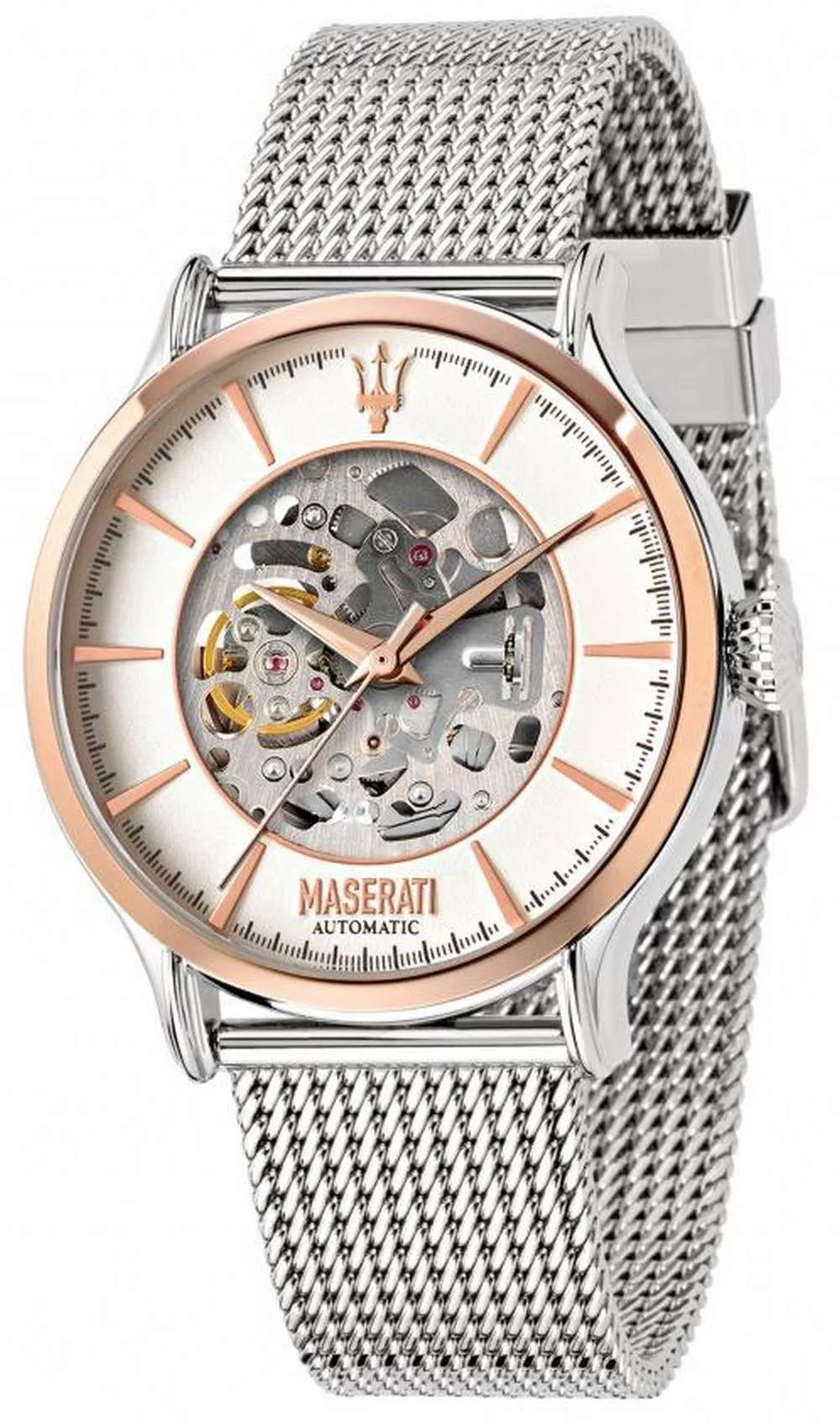 Maserati Epoca Skeleton White Dial Stainless Steel Automatic R8823118004 Mens Watch
