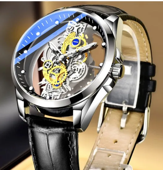 Men's Skeleton Automatic Quartz Watch - Gold Skeleton Vintage Luxury Men's Watch from a Top Brand