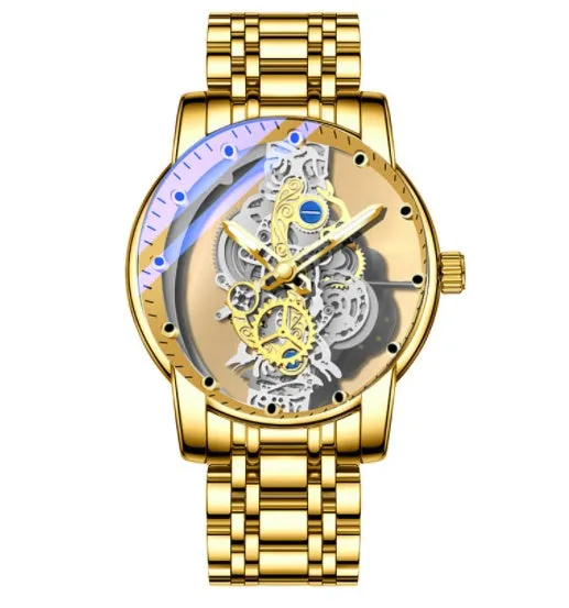 Men's Skeleton Automatic Quartz Watch - Gold Skeleton Vintage Luxury Men's Watch from a Top Brand