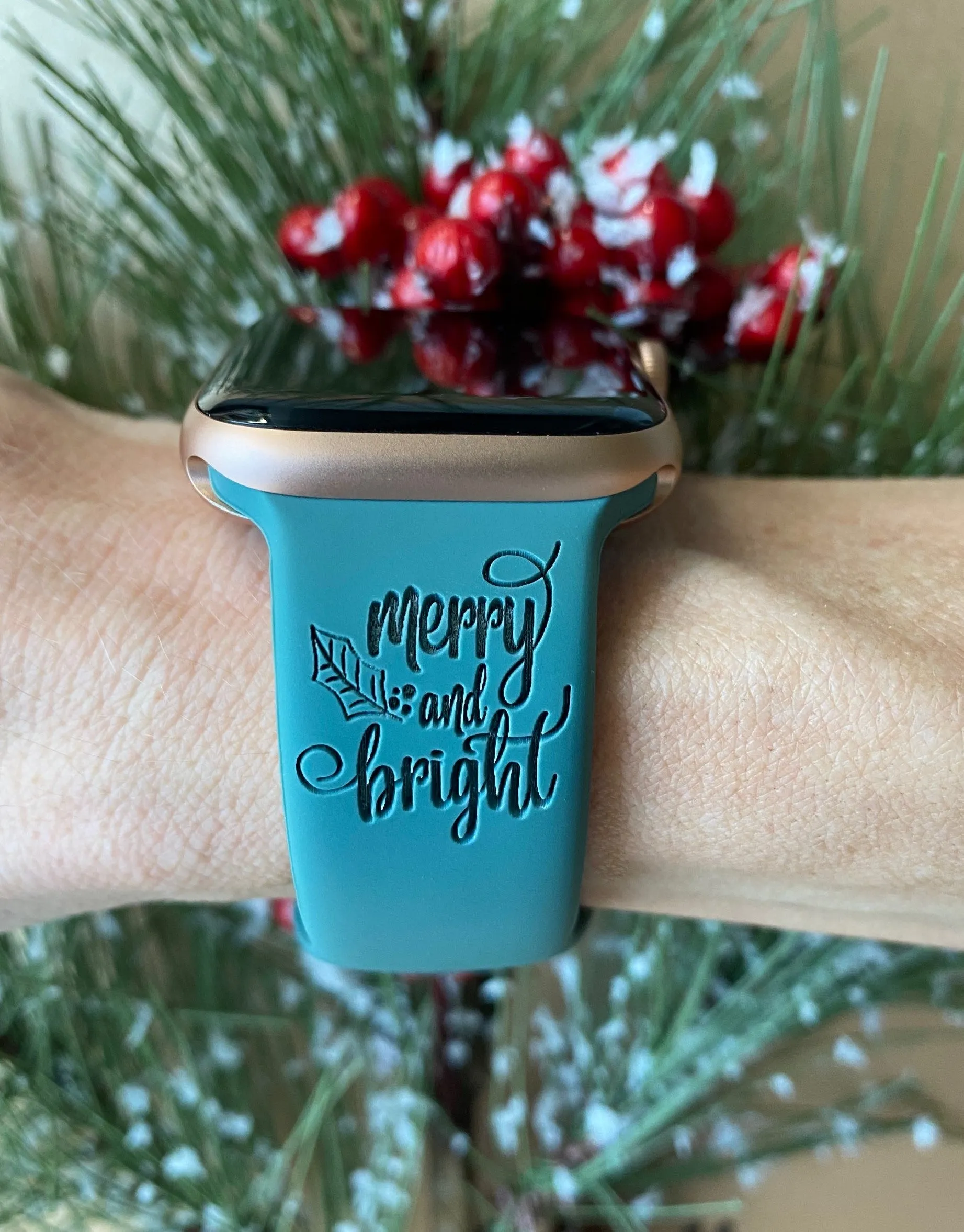 Merry and Bright Christmas Apple Watch Band
