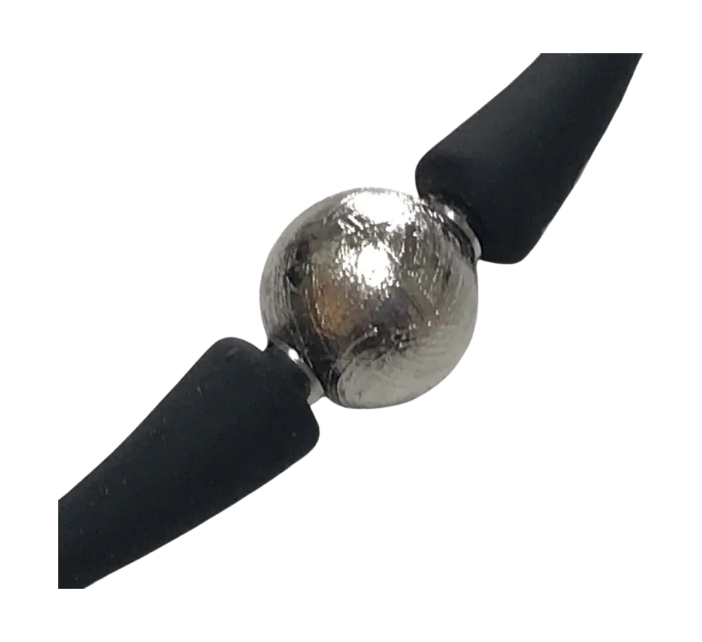 Meteorite Bead Bracelet - with Black & White Interchangeable Silicone Bands