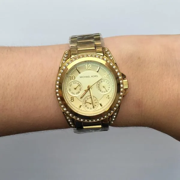 Michael Kors Blair Champagne Dial Gold-tone Stainless Steel Ladies Watch MK5639