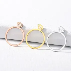 Minimalist Diamante Ring Stainless Steel Origami