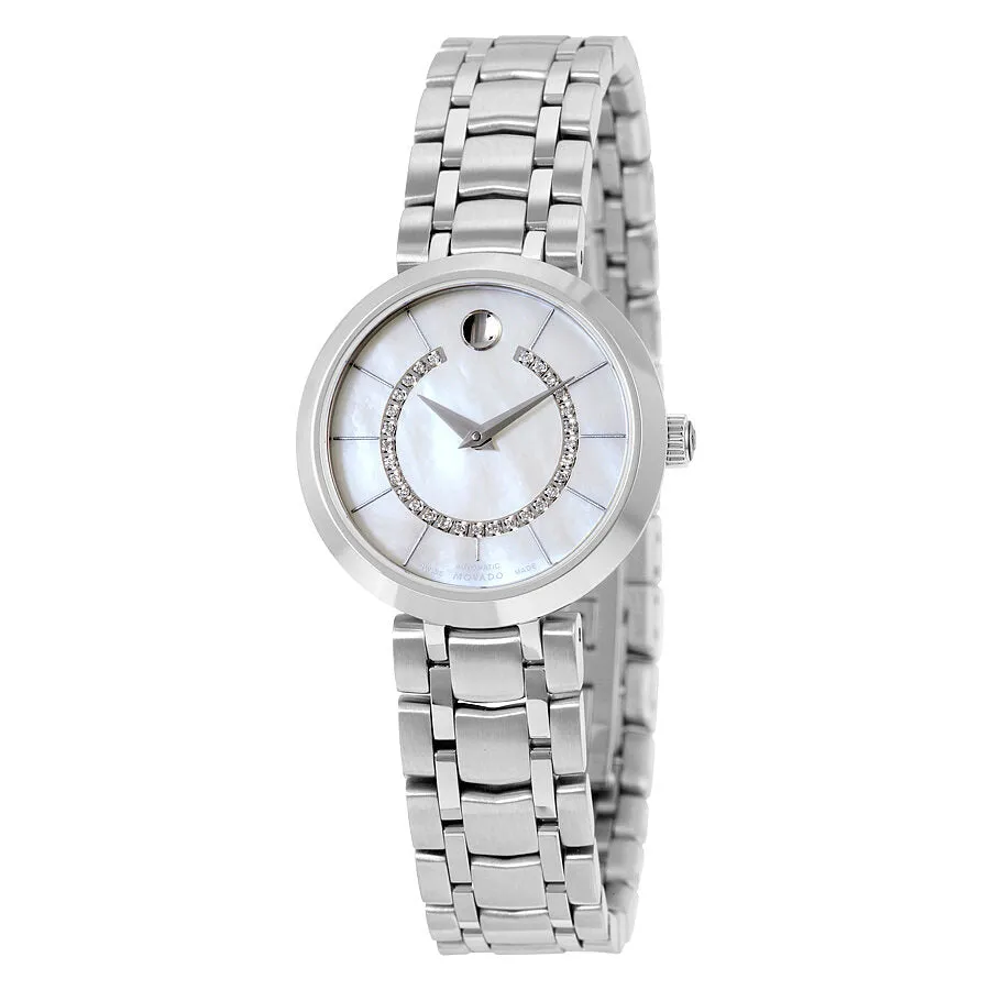 Movado l881 Automatic White Mother of Pearl 29 Diamonds Dial Stainless Steel Ladies Watch 0606920