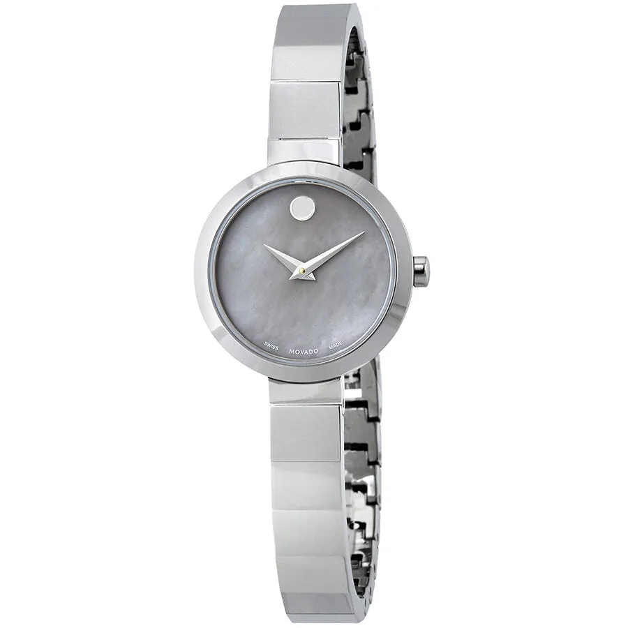 Movado Novella White Mother of Pearl Dial Ladies Watch 0607110