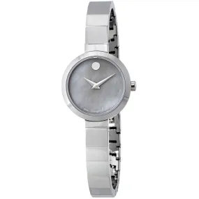 Movado Novella White Mother of Pearl Dial Ladies Watch 0607110