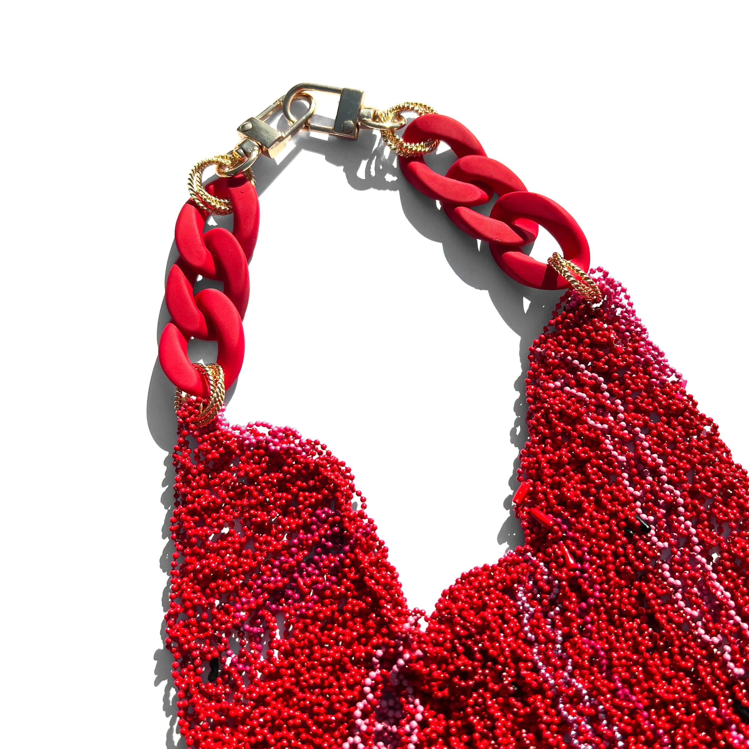 MPR x THE IMAGINARIUM: Red Triangle Crochet Kerchief Necklace