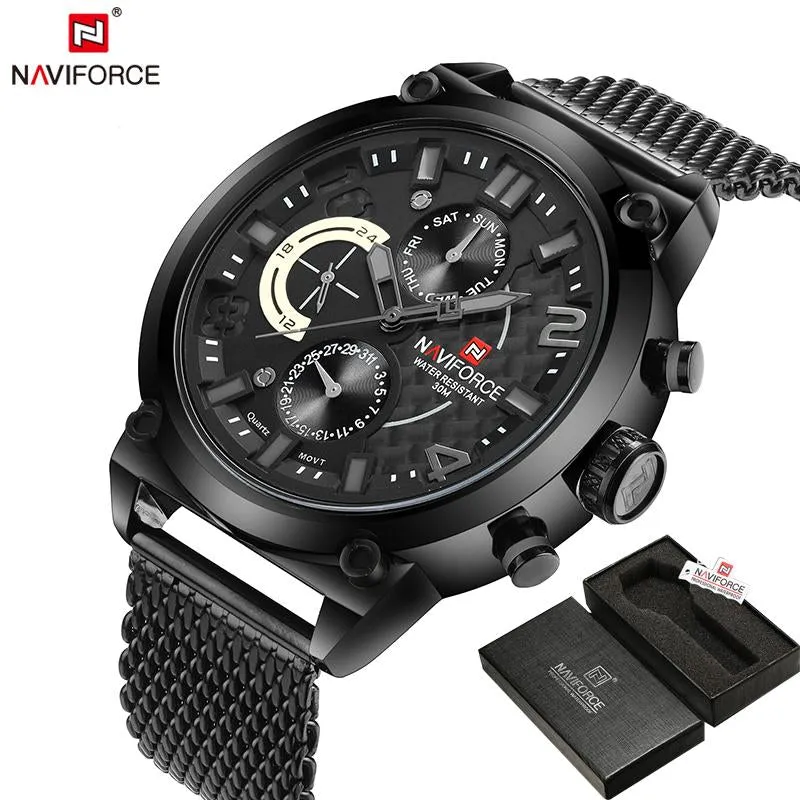 NAVIFORCE Men's Stainless Steel Quartz Sports Wrist Watch