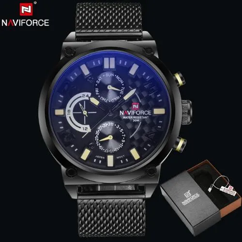 NAVIFORCE Men's Stainless Steel Quartz Sports Wrist Watch