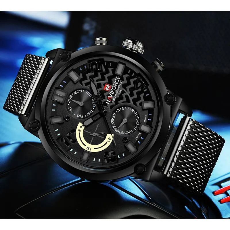 NAVIFORCE Men's Stainless Steel Quartz Sports Wrist Watch