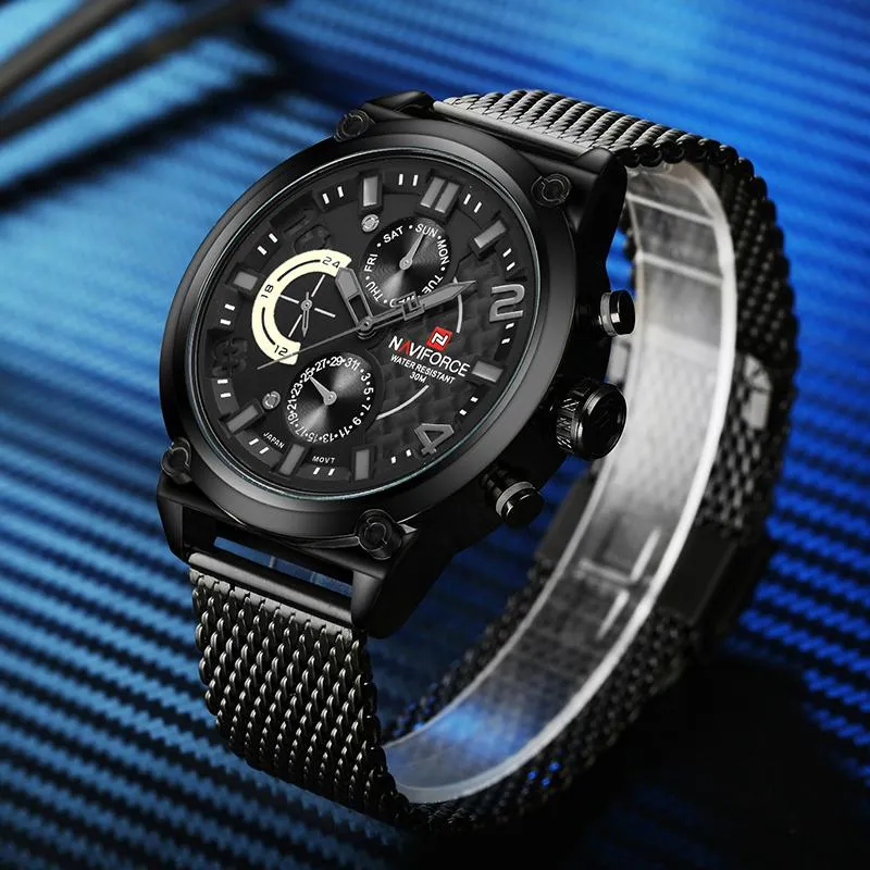 NAVIFORCE Men's Stainless Steel Quartz Sports Wrist Watch