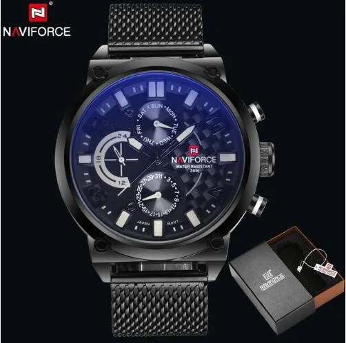 NAVIFORCE Men's Stainless Steel Quartz Sports Wrist Watch