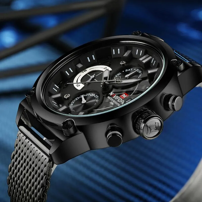 NAVIFORCE Men's Stainless Steel Quartz Sports Wrist Watch