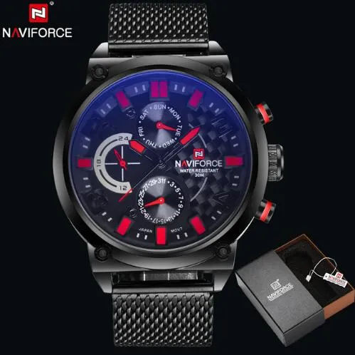 NAVIFORCE Men's Stainless Steel Quartz Sports Wrist Watch