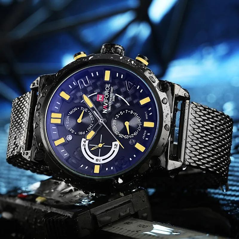NAVIFORCE Men's Stainless Steel Quartz Sports Wrist Watch