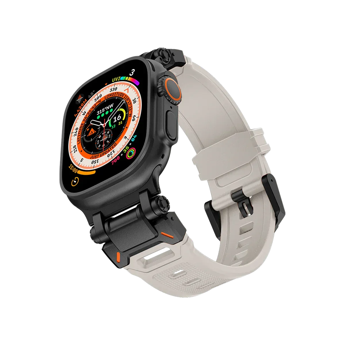 New Titanium Metal Head Silicone Band For Apple Watch