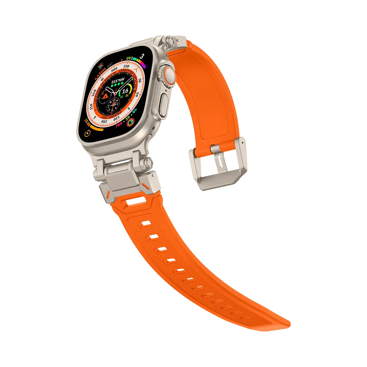New Titanium Metal Head Silicone Band For Apple Watch