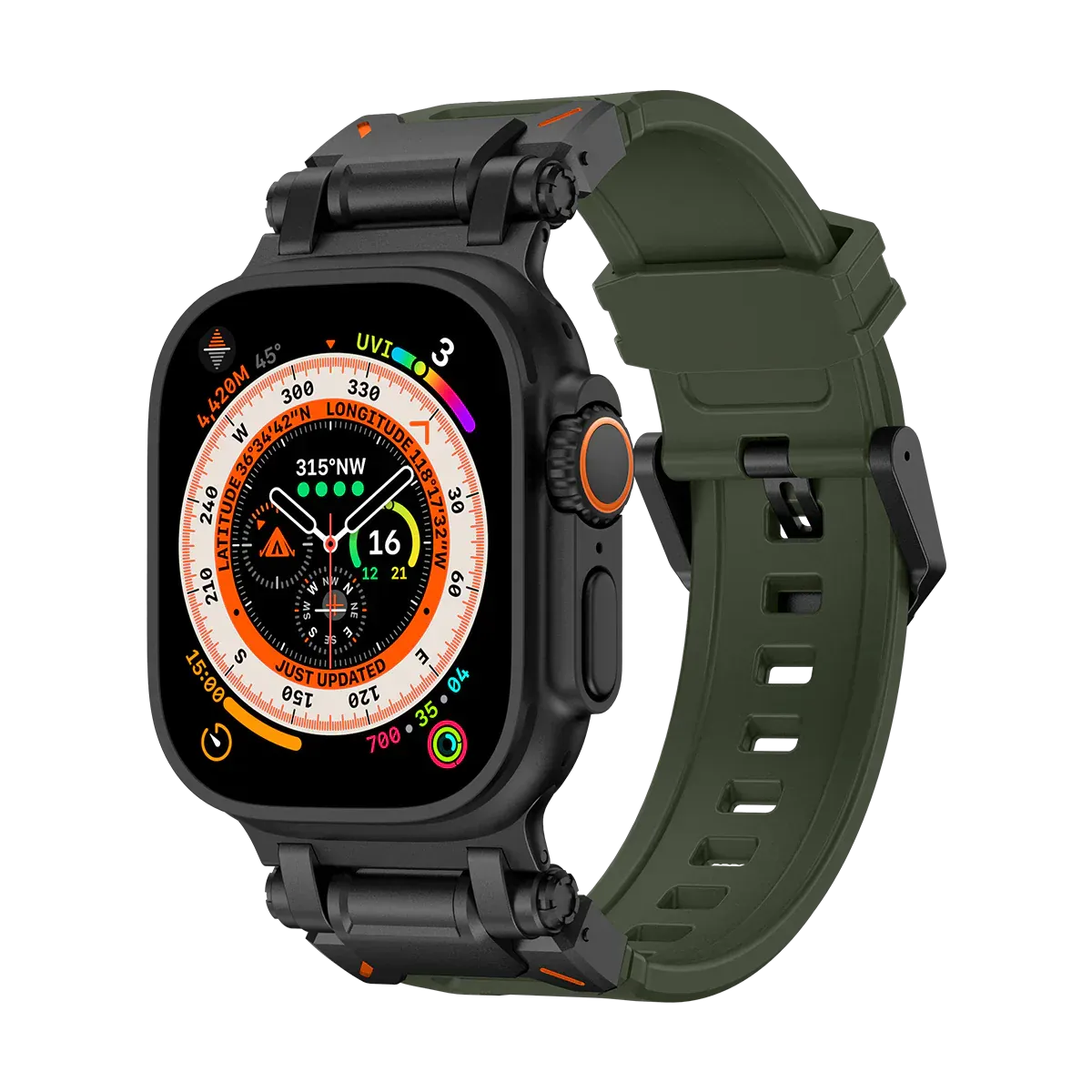 New Titanium Metal Head Silicone Band For Apple Watch