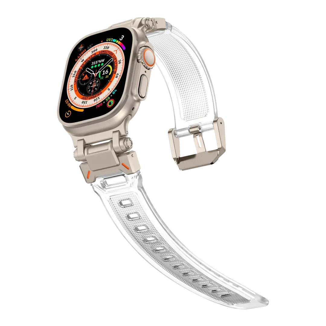 New Titanium Metal Head Silicone Band For Apple Watch
