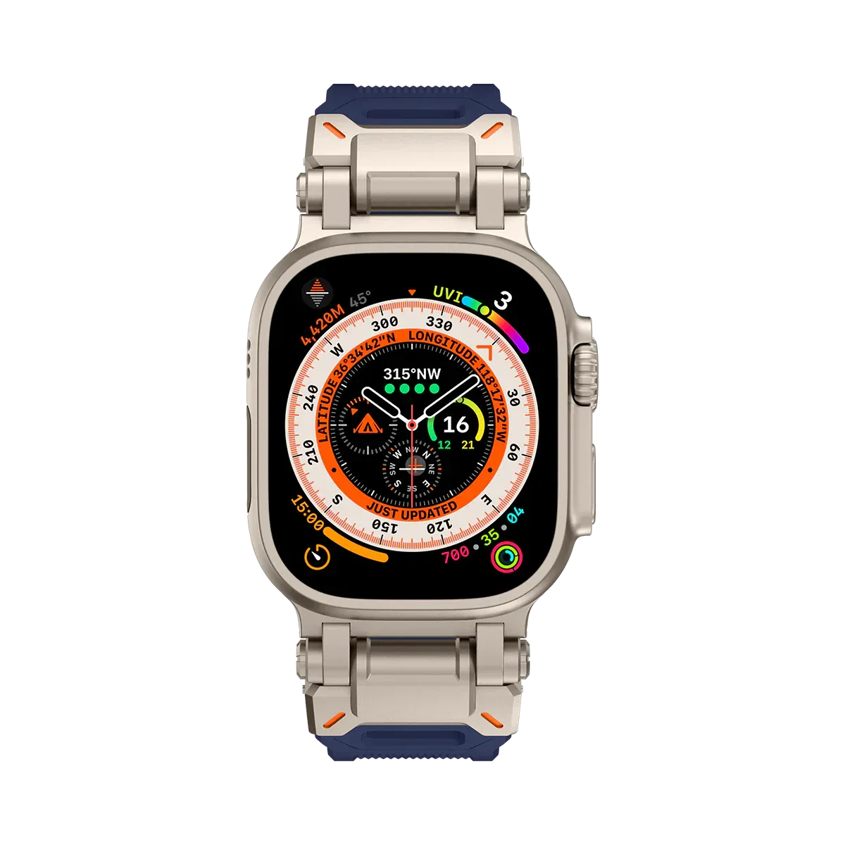 New Titanium Metal Head Silicone Band For Apple Watch