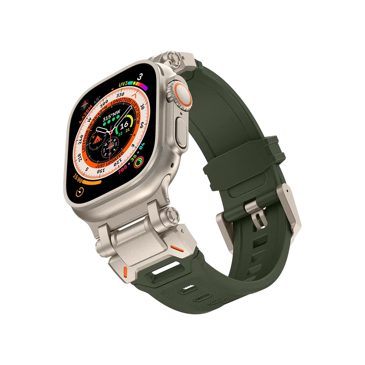 New Titanium Metal Head Silicone Band For Apple Watch