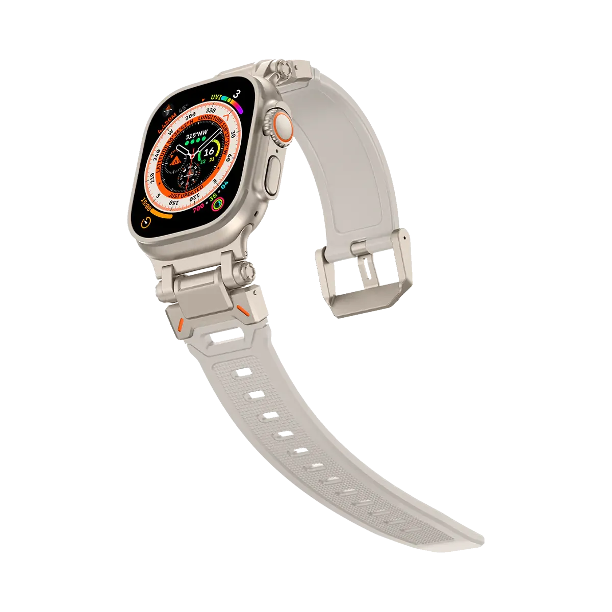 New Titanium Metal Head Silicone Band For Apple Watch