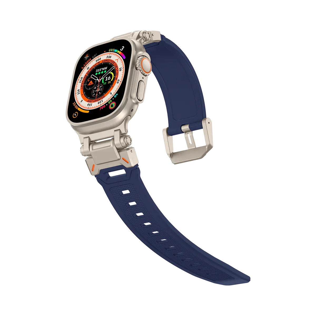 New Titanium Metal Head Silicone Band For Apple Watch