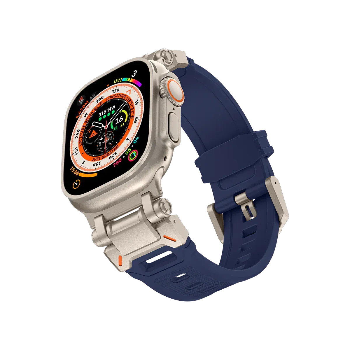 New Titanium Metal Head Silicone Band For Apple Watch