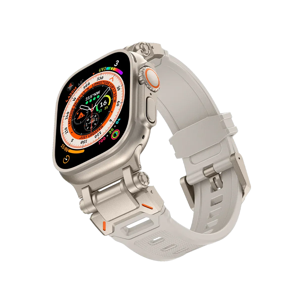 New Titanium Metal Head Silicone Band For Apple Watch