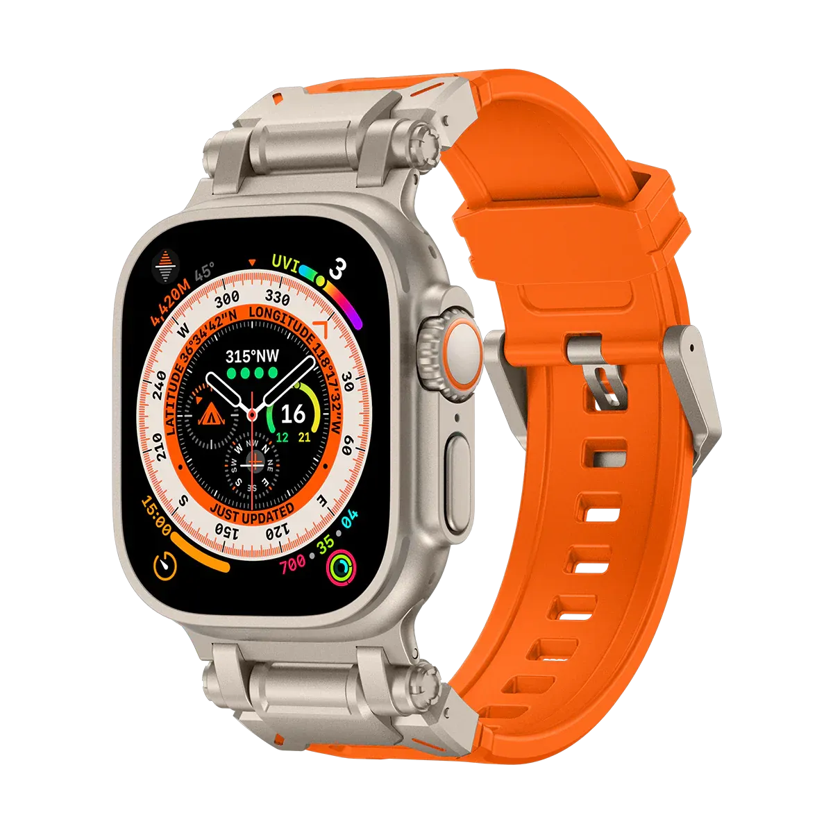 New Titanium Metal Head Silicone Band For Apple Watch