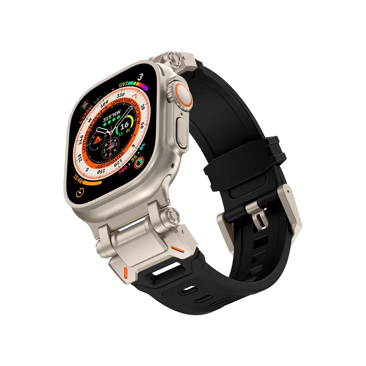New Titanium Metal Head Silicone Band For Apple Watch