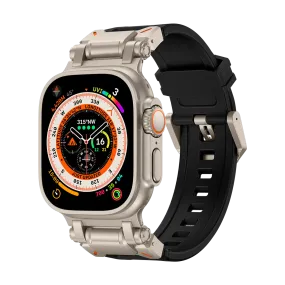 New Titanium Metal Head Silicone Band For Apple Watch