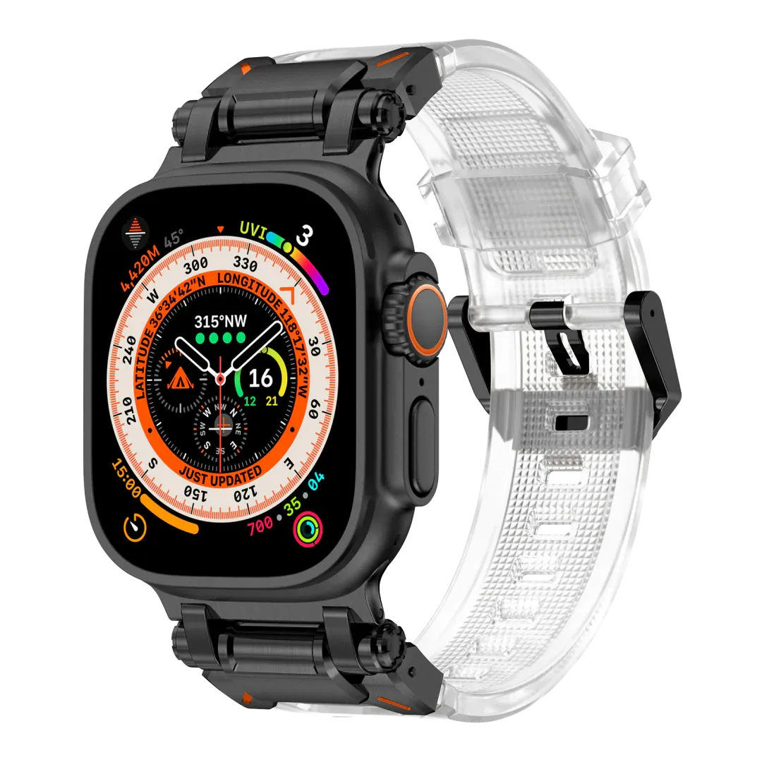 New Titanium Metal Head Silicone Band For Apple Watch