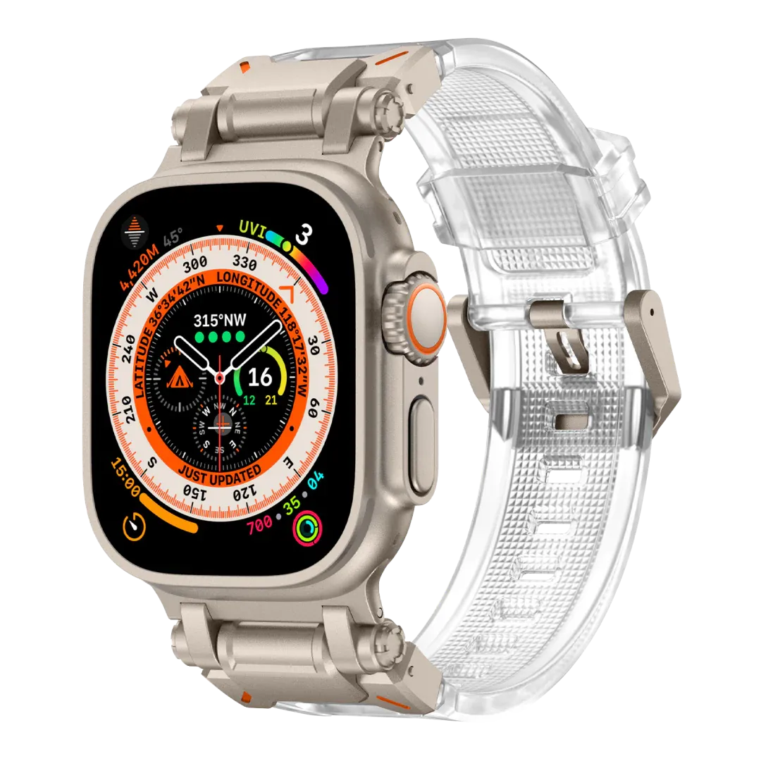 New Titanium Metal Head Silicone Band For Apple Watch