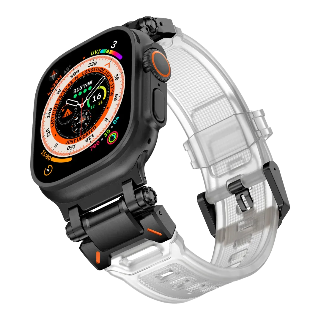 New Titanium Metal Head Silicone Band For Apple Watch