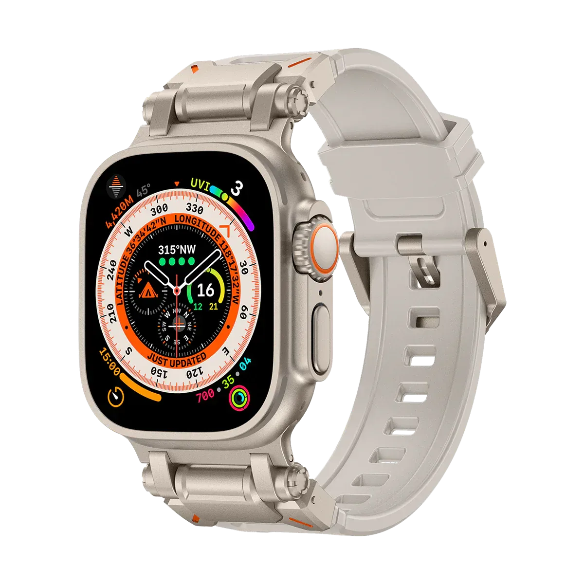 New Titanium Metal Head Silicone Band For Apple Watch
