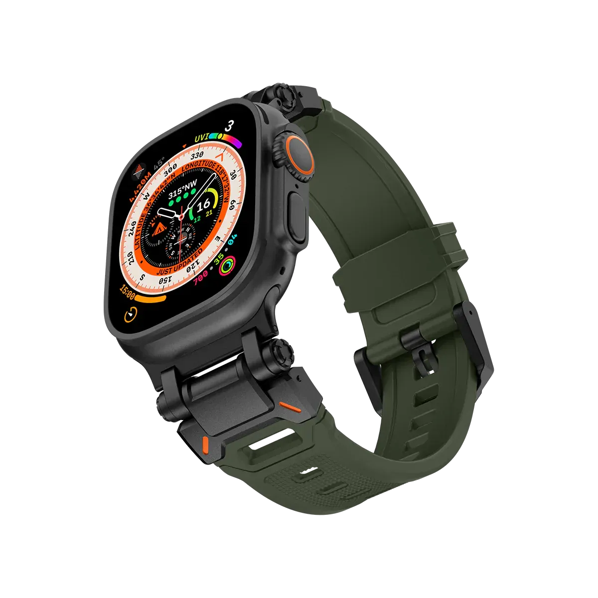 New Titanium Metal Head Silicone Band For Apple Watch