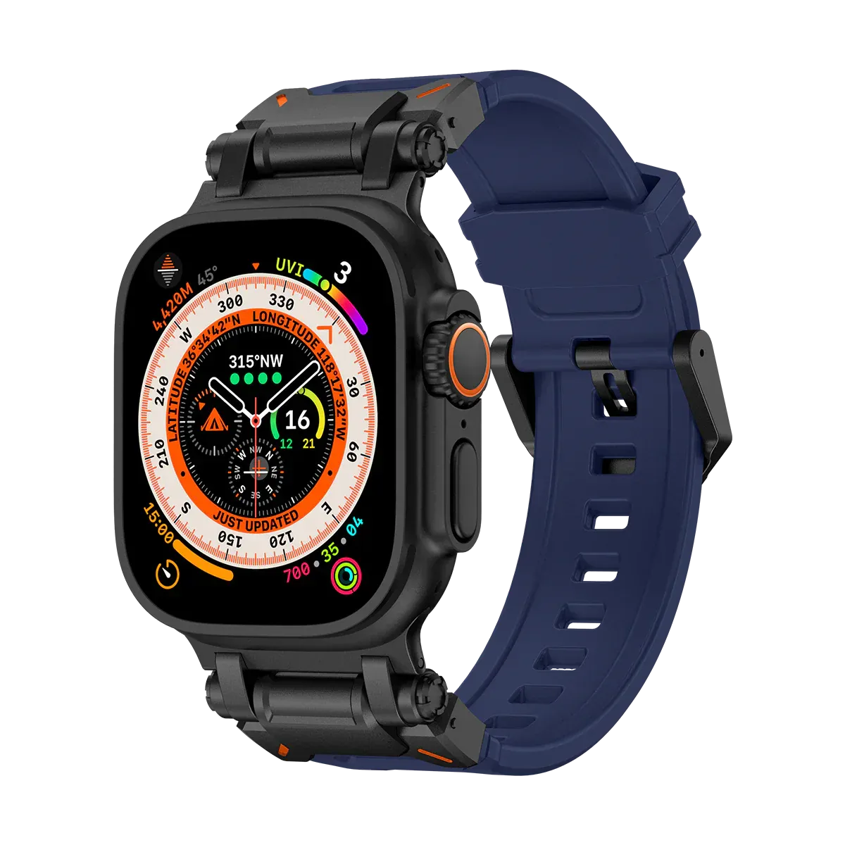 New Titanium Metal Head Silicone Band For Apple Watch