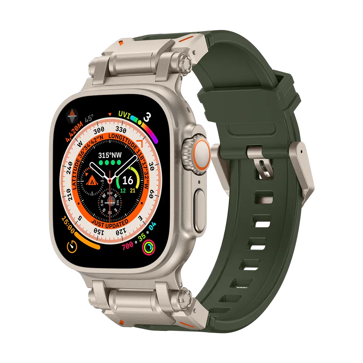 New Titanium Metal Head Silicone Band For Apple Watch