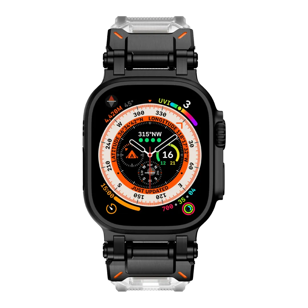 New Titanium Metal Head Silicone Band For Apple Watch